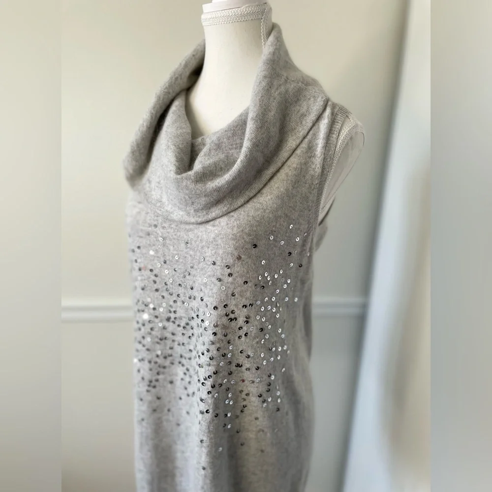 Zara Angora Blend Sequin Cowl Sleeveless Sweater M - Picture 2 of 8